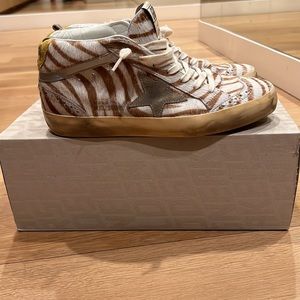 Brand new Golden Goose Mid Star Devore Zebra  size 38